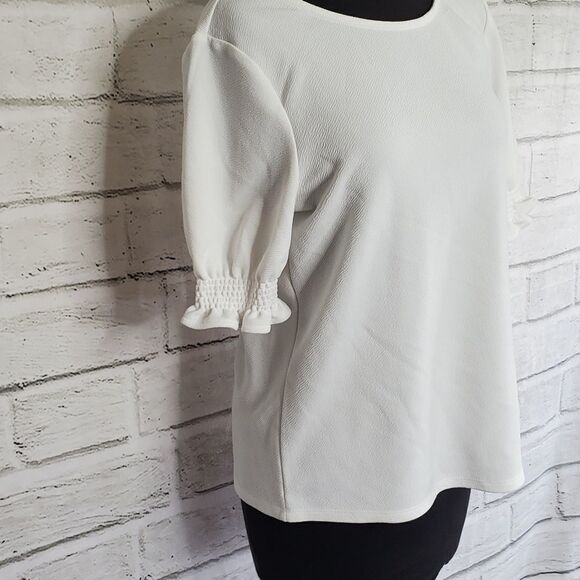 Adrianna Papell crepe puff sleeve shirt medium - Picture 7 of 10